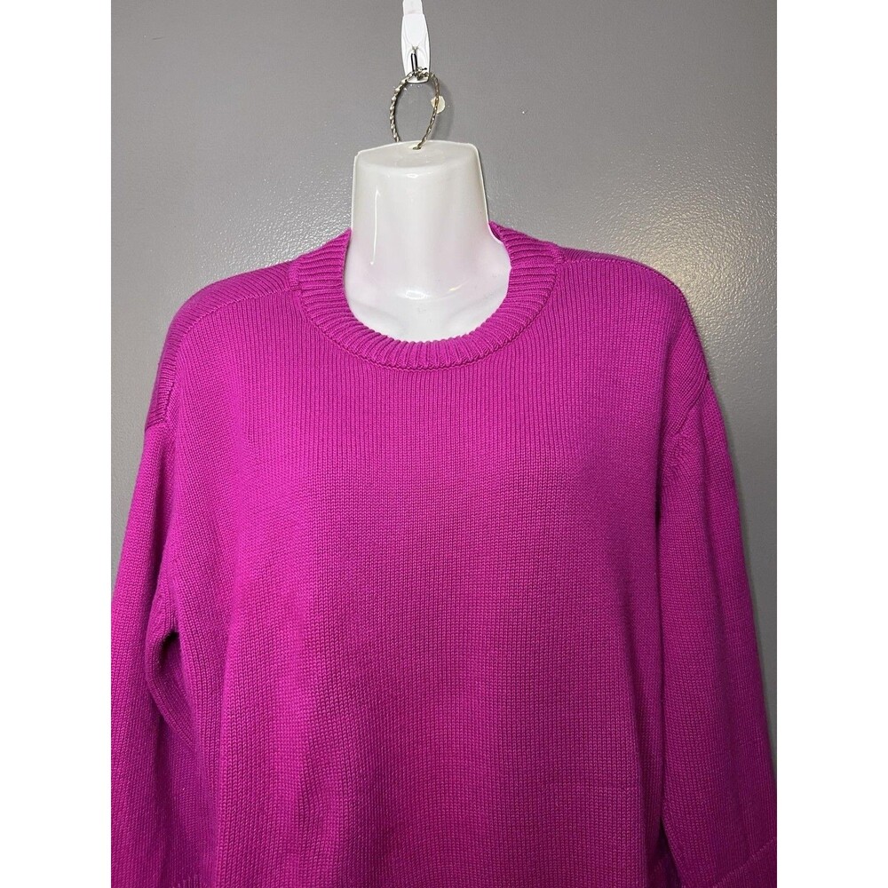 GAP Sweater Womens Medium Pink 100% Cotton Crew Neck Side Slit Knit Pullover
